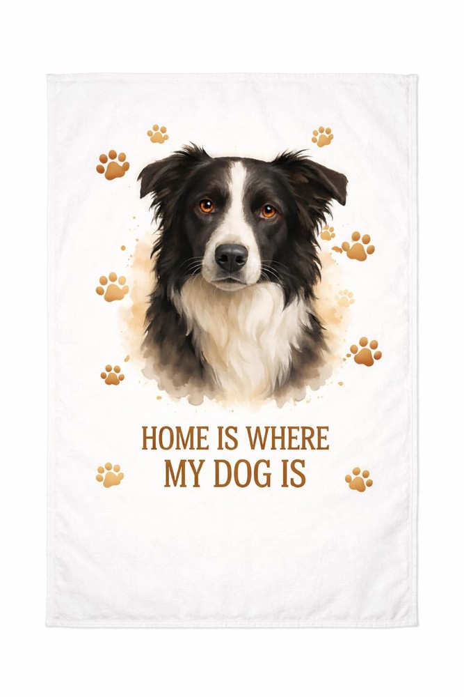 Border Collie Tea Towel Brew Crew Gifts Cotton Absorbent Kitchen Linen