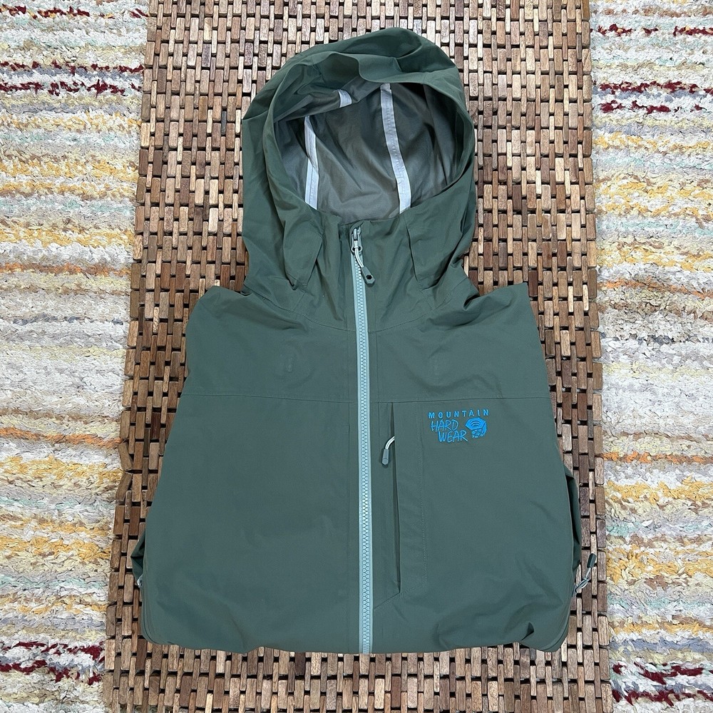 Mountain Hardwear Stretch Ozonic Hoody Hoodie Shell Jacket Full Zip Green Medium