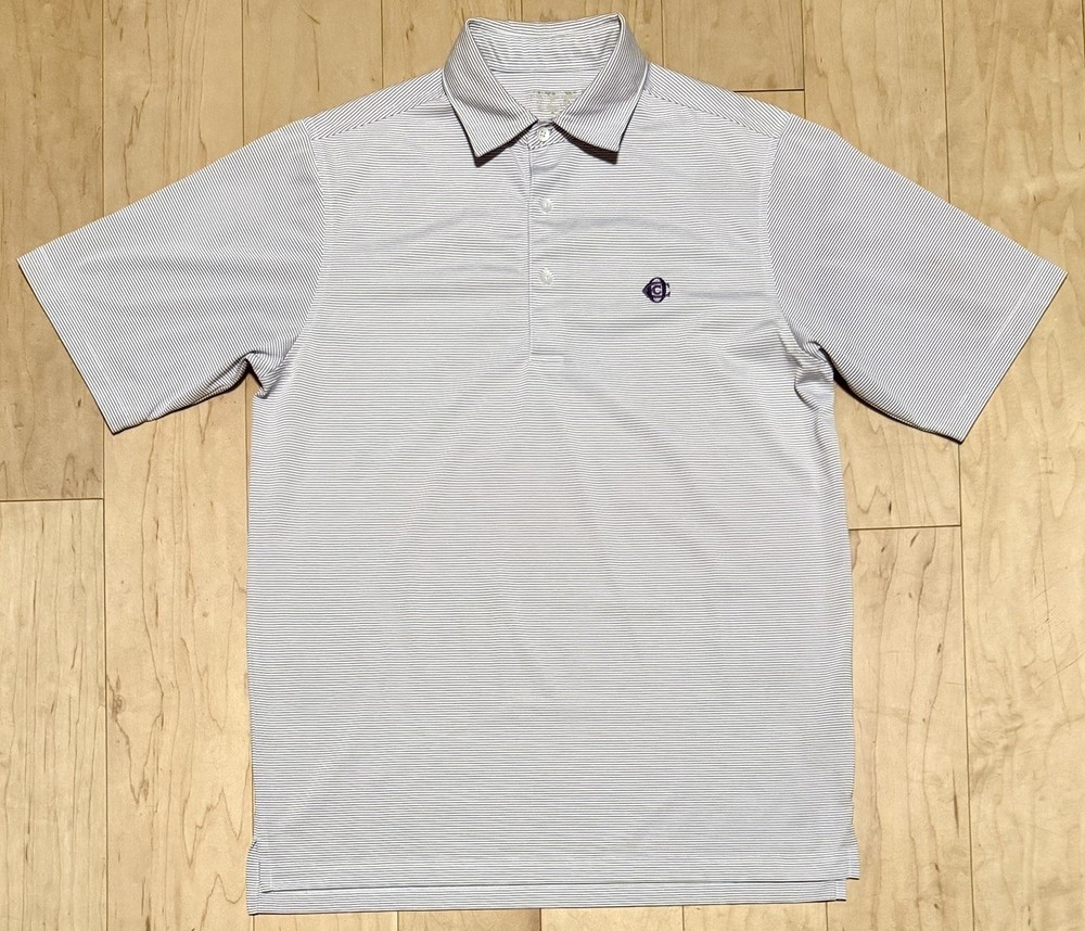 Donald Ross Oakmont Country Club Logo S/S Performance Polo Purple Stripe Men’s S