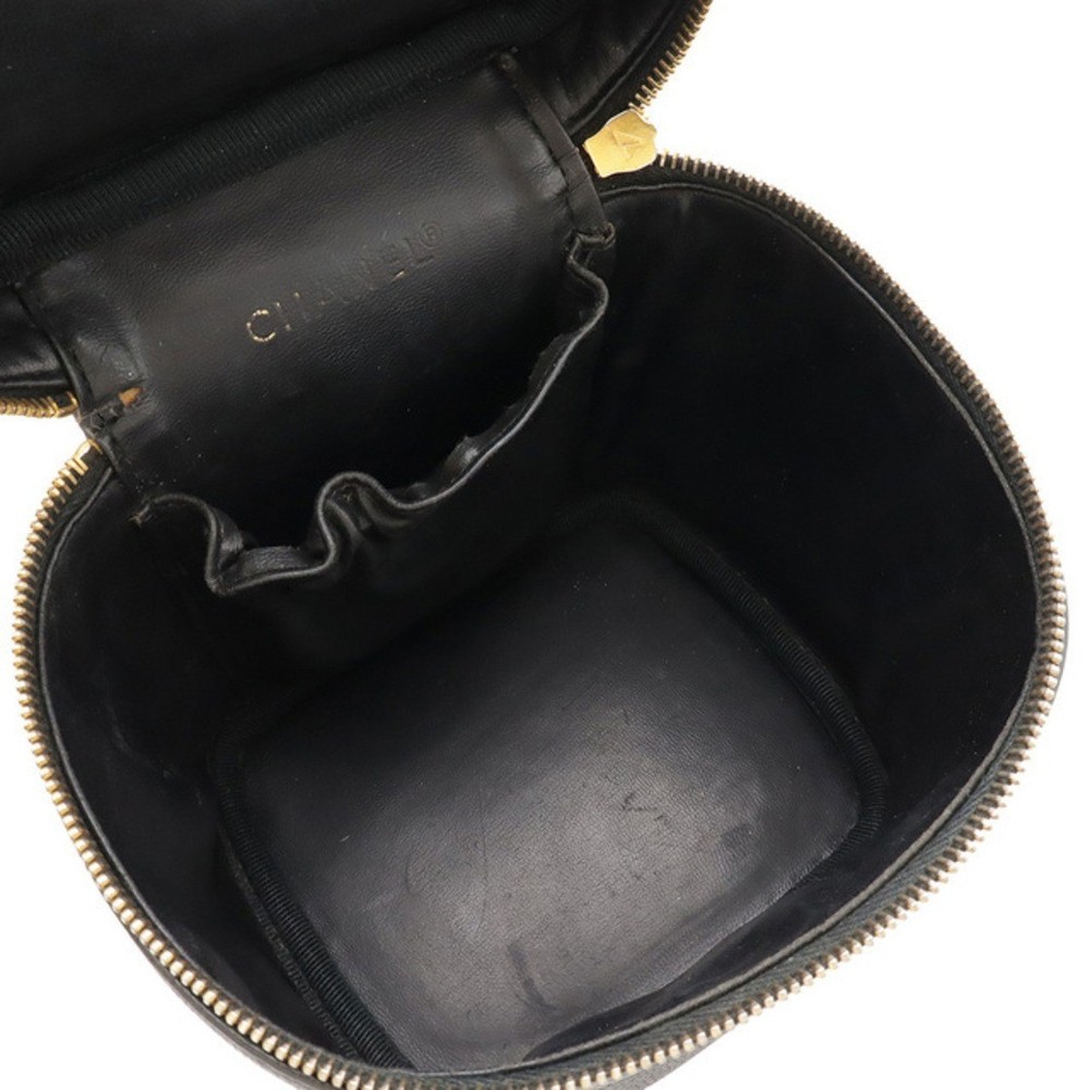 CHANEL Vanity Hand Bag Leather Black A01998 Coco Logos From japan