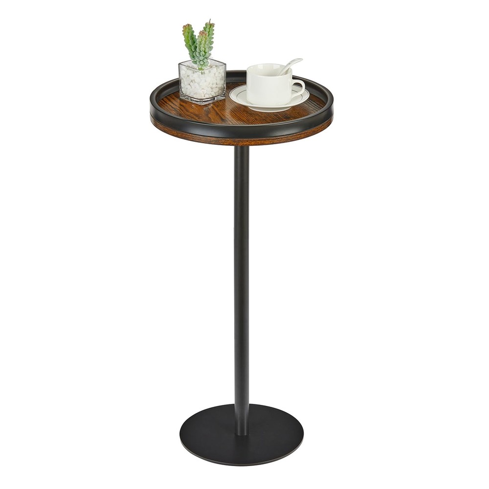 Small Round Drink Pedestal Side Table for Compact Spaces  