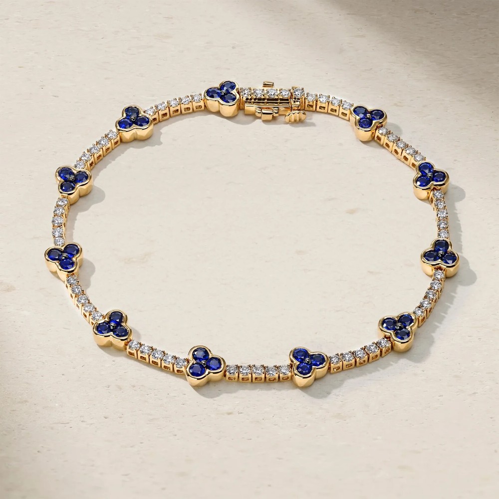 7.19 Ct Round Cut Simulated Sapphire 925 Sterling Silver Elegant Tennis Bracelet