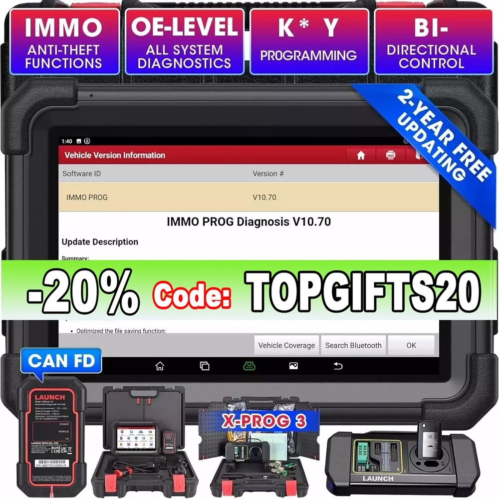 LAUNCH X431 IMMO ELITE PRO5 OBD Scanner Car Diagnostic Tool ECU Key Programming