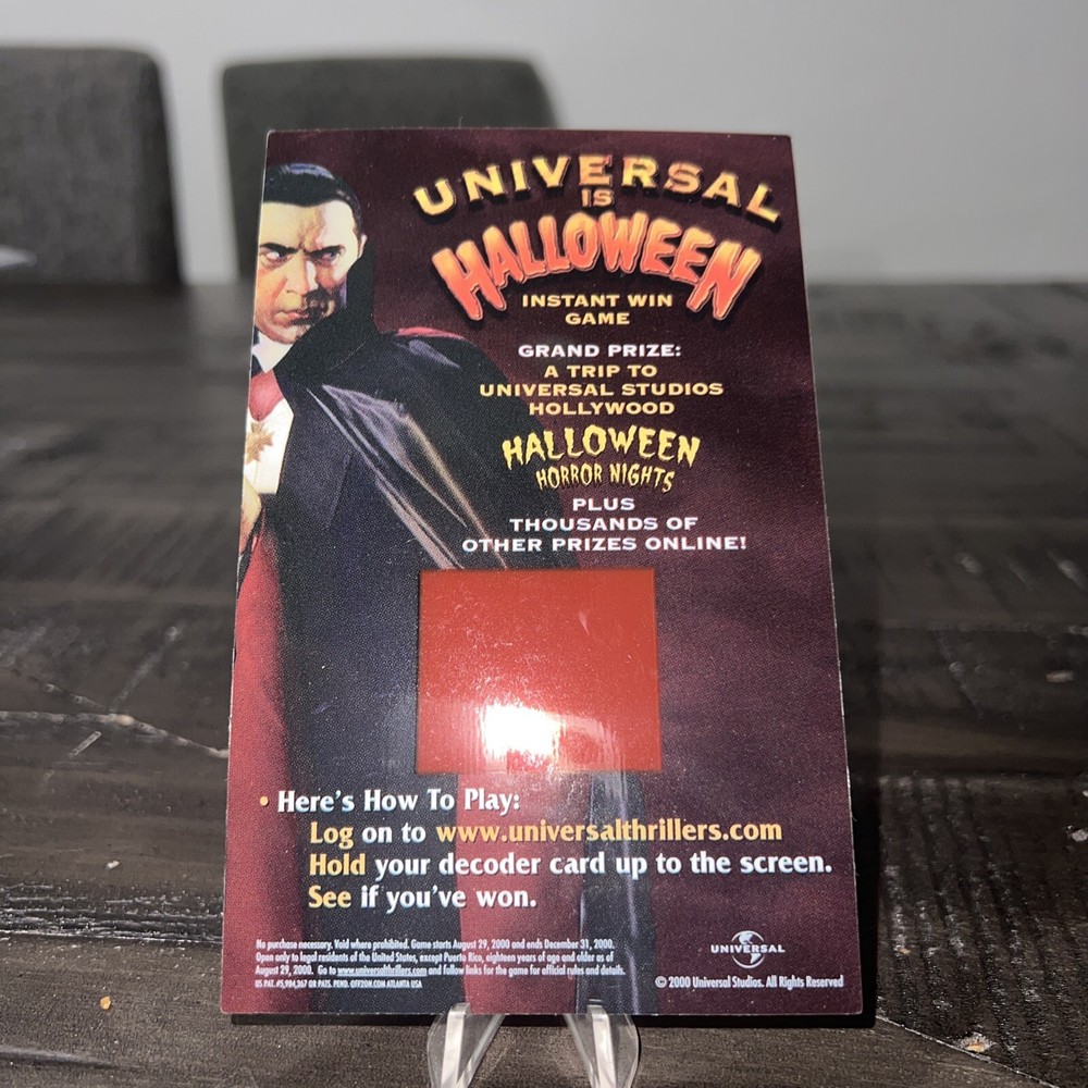 Universal Studios Halloween Horror Nights RARE decoder game card dracula
