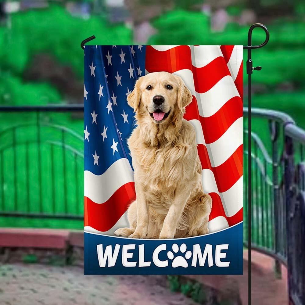 Golden Retriever 4th of July Patriotic Garden House Flag  