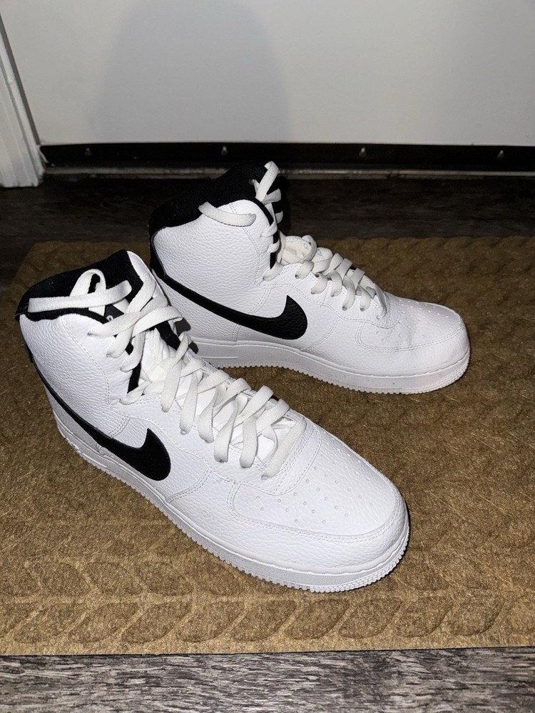 Nike Air Force 1 High Top White Black Men's Athletic Basketball Sneakers