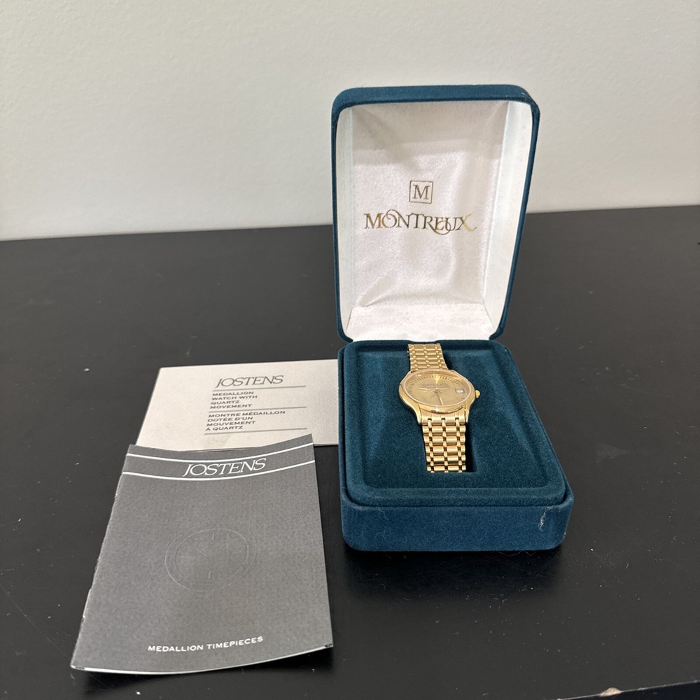 VTG Montreux Jostens Swiss Quartz Watch Men Gold Tone Safelite