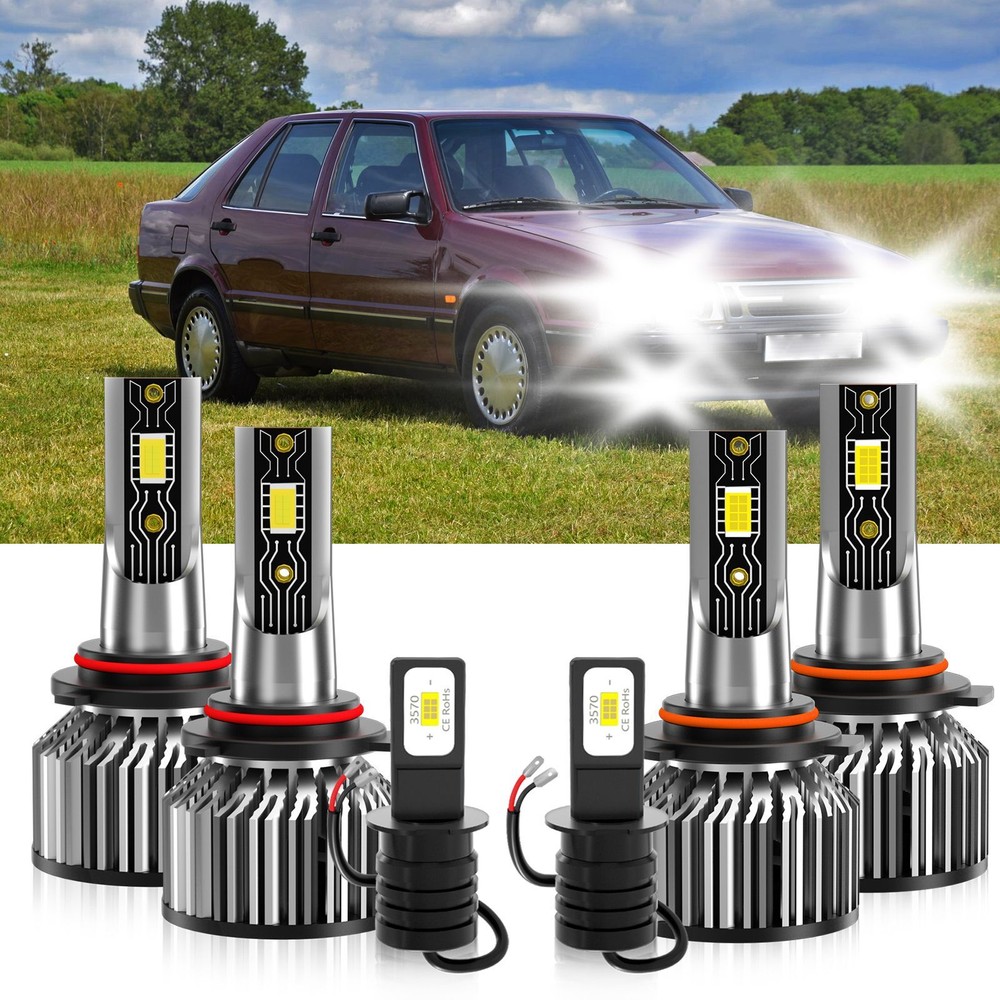 6x LED Headlight + Fog Light Bulbs Combo 6500K white For Saab 9000 1993-1998
