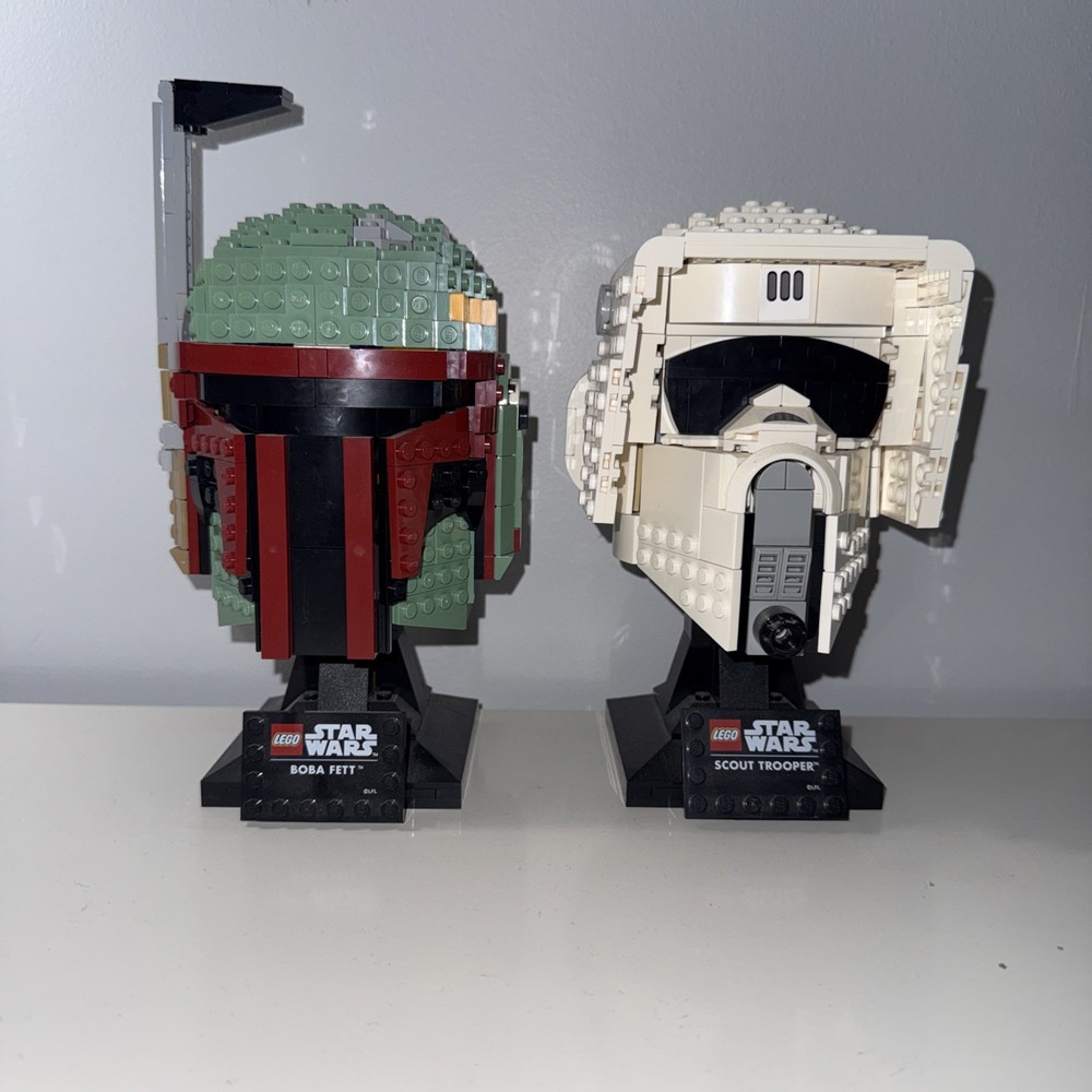 Lego: Boba Fett Helmet (75277) And 75305 Lego Scout Trooper Helmet Used