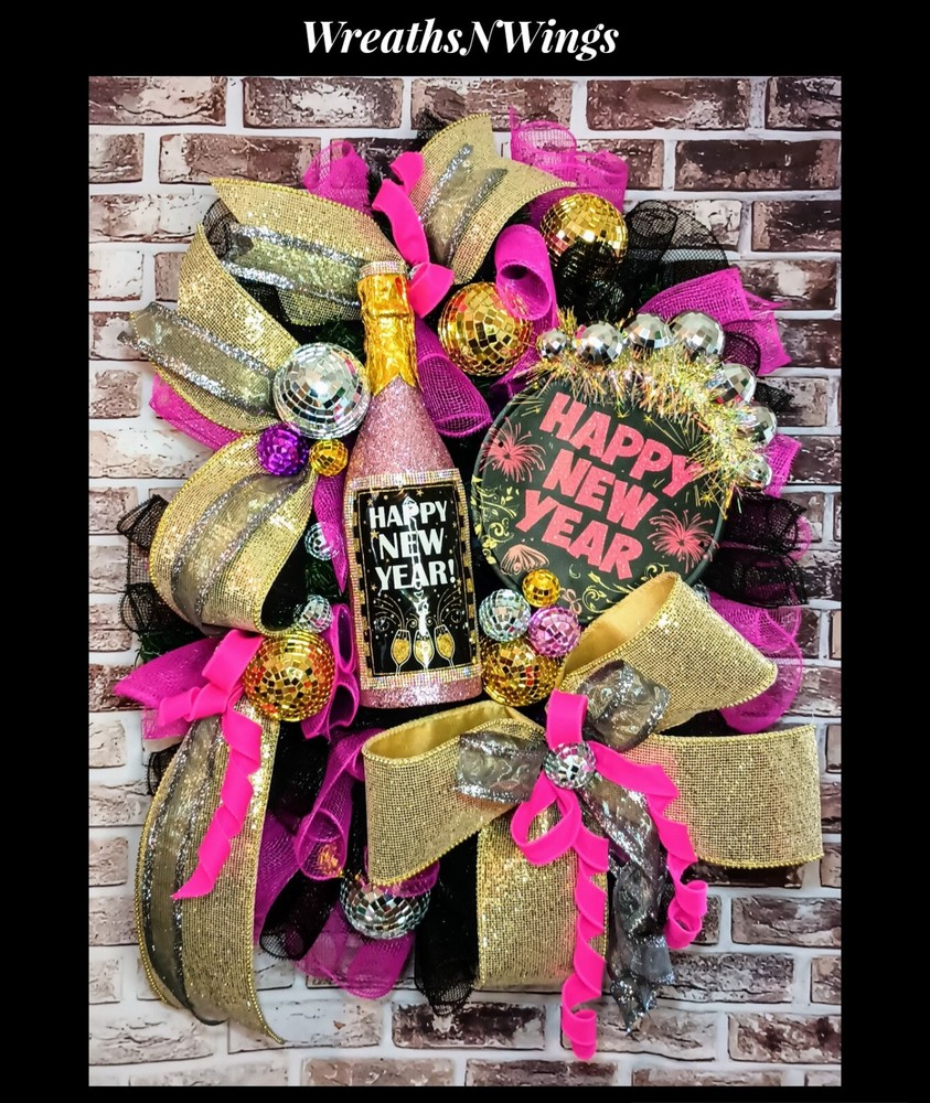 Glamorous New Years Wreath for Front Door Holiday Decor-image
