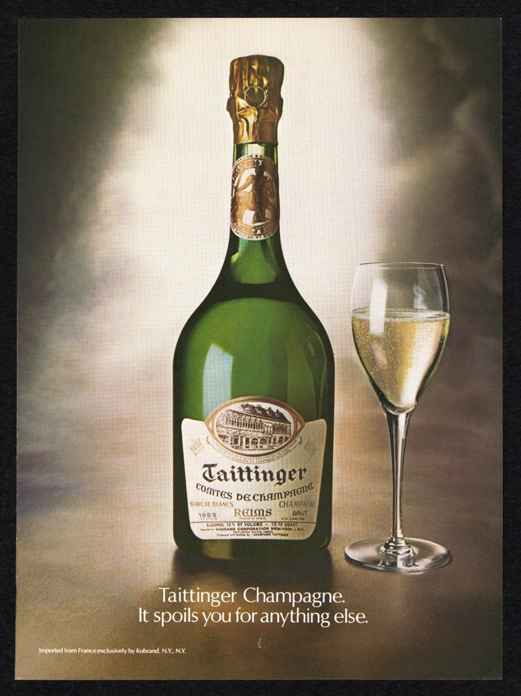 1977 Taittinger Comtes De Champagne Blanc France Kobrand Spoils You Print Ad