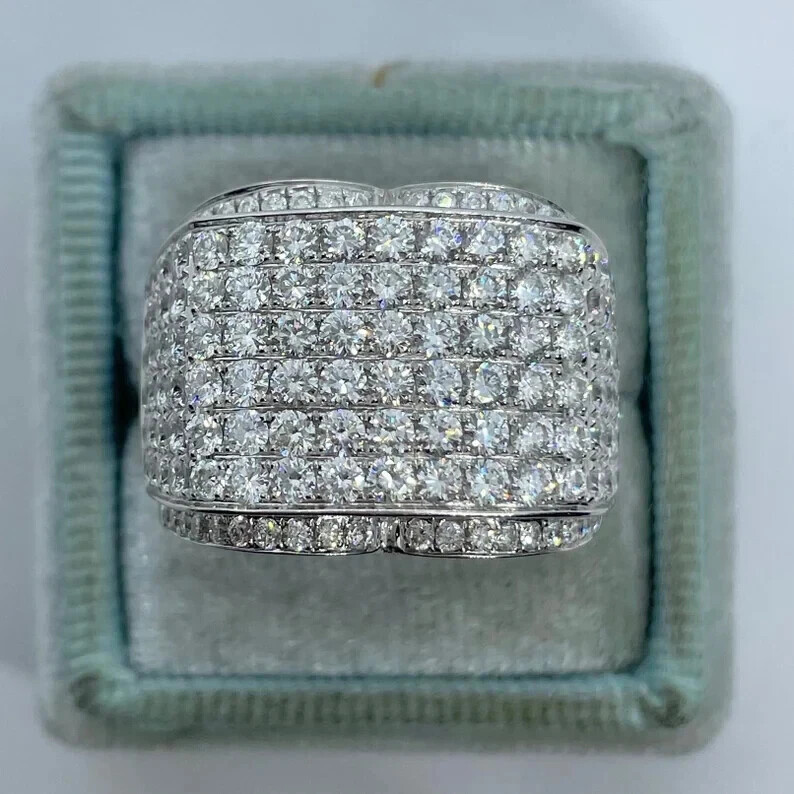 3Ct Round Moissanite Engagement Ring 14K White Gold Plated Silver Band