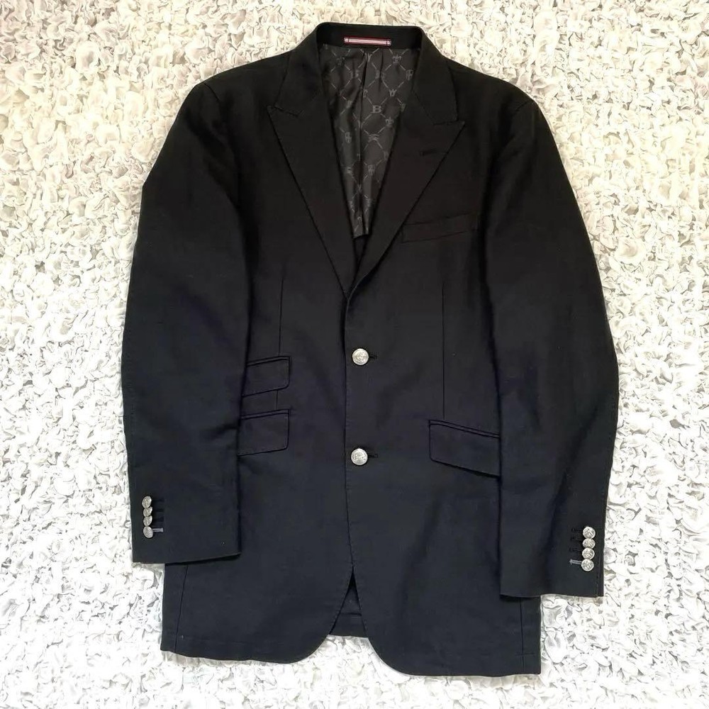 Burberry Black Label tailored jacket for men black size L linen F/S from Japan