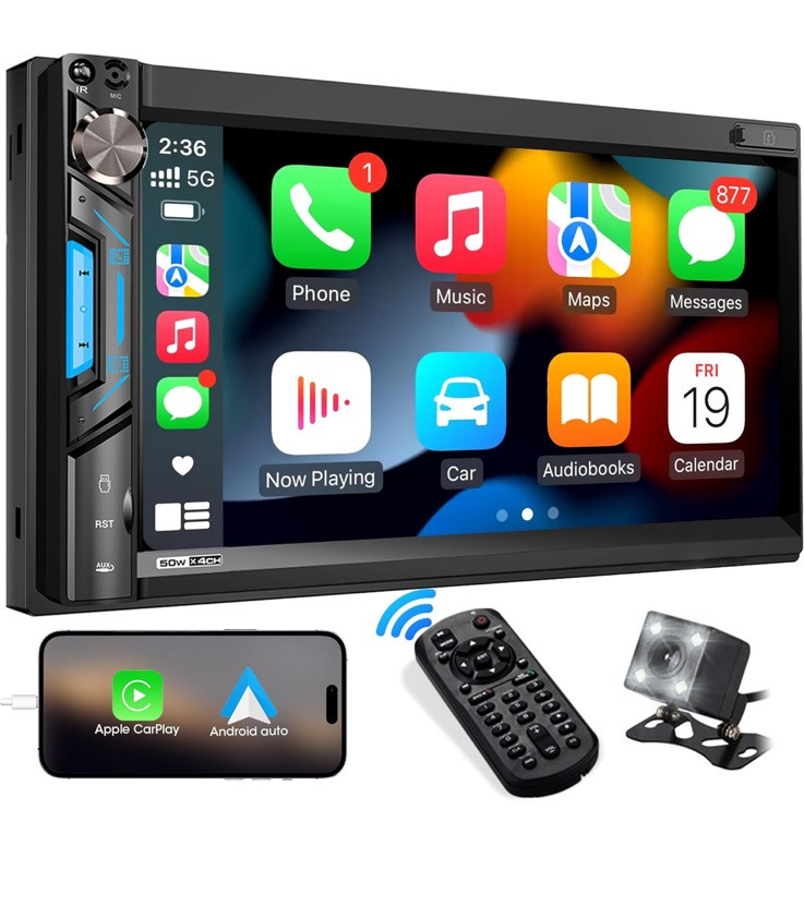 Sistema estéreo para coche Double Din - ABSOSO 7 pulgadas HD pantalla táctil