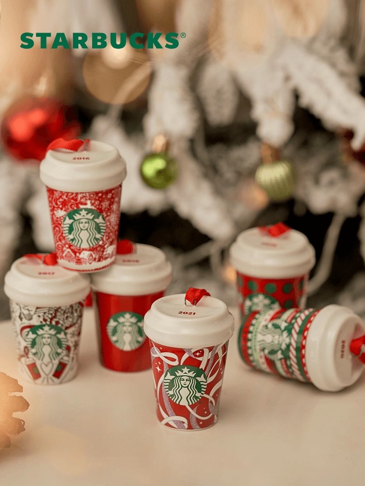 Starbucks 2016-2021 Christmas Mini Red Cup Cute Ornaments 6pcs Set Gift