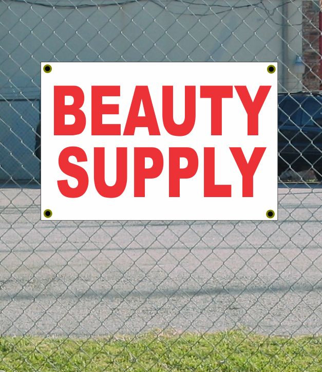 2x3 Red & White Beauty Supply Discount Banner Sign Sale