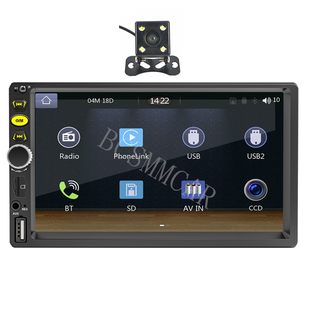 Car Stereo Radio MP5 Player 2DIN BT W/Free Camera For Apple Carplay Android Auto