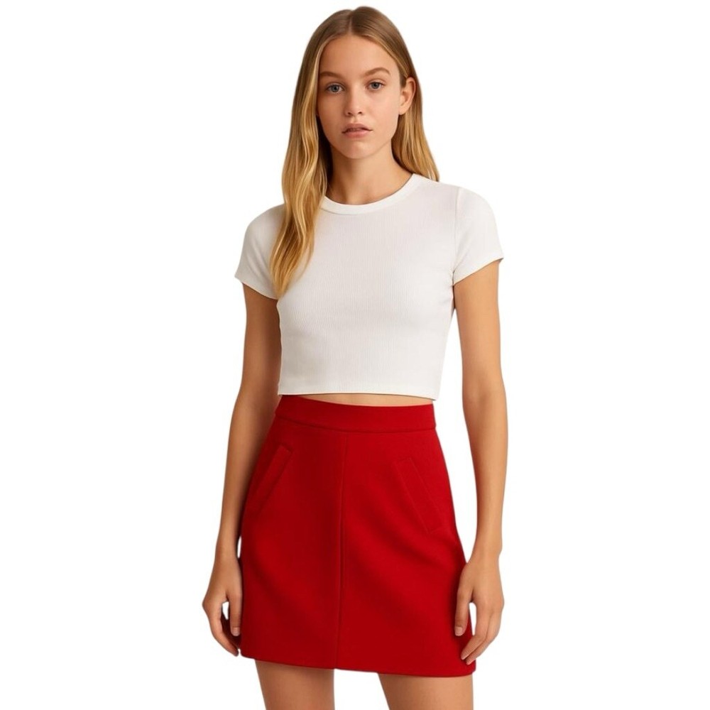 Mario Serrani Womens Stretchy Red Pencil Skirt Size 2 Made in Italy True Red