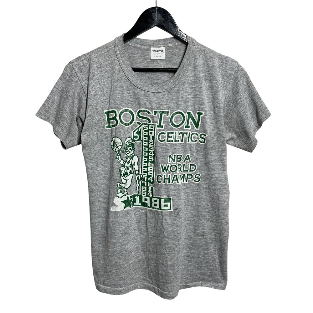 Vintage Boston Celtics Shirt Mens Large Gray NBA Basketball Starter 1986 80s