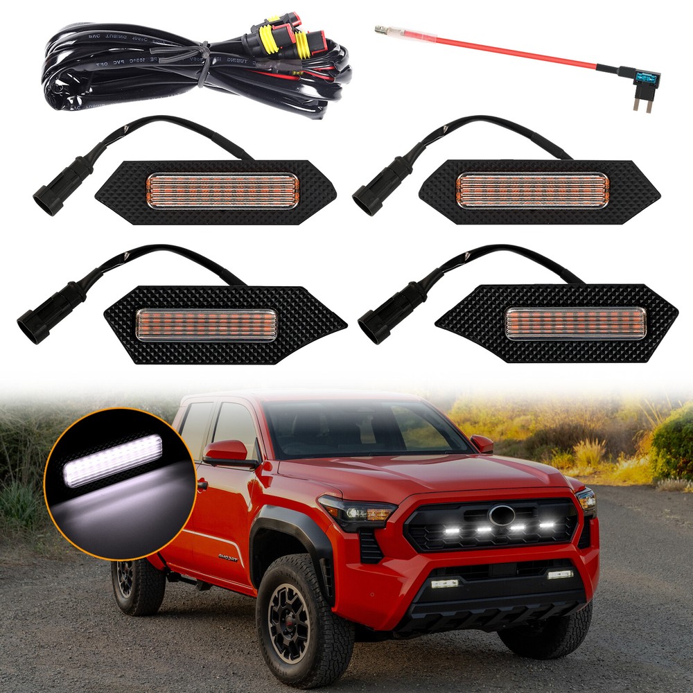 Clear Lens White Front Bumper 24LED Grille Light Kit For Toyota Tacoma 2024 TRD