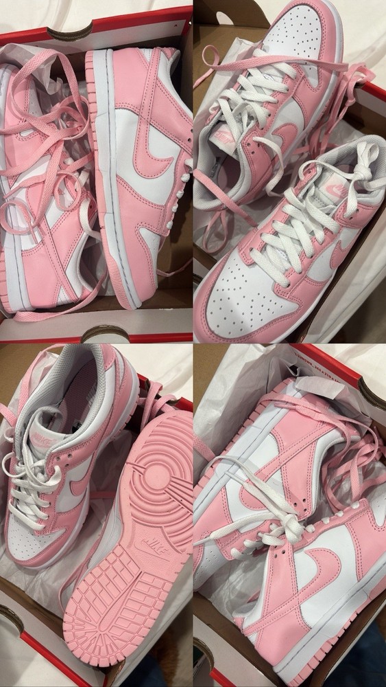 Nike Dunk Low Pink White Men's Athletic Sneakers Basketball Casual Lace Up