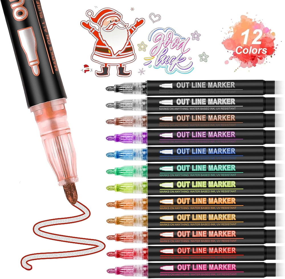 Double Line Outline Markers, Art Markers for Kids,Art Supplies Crafts Gifts for