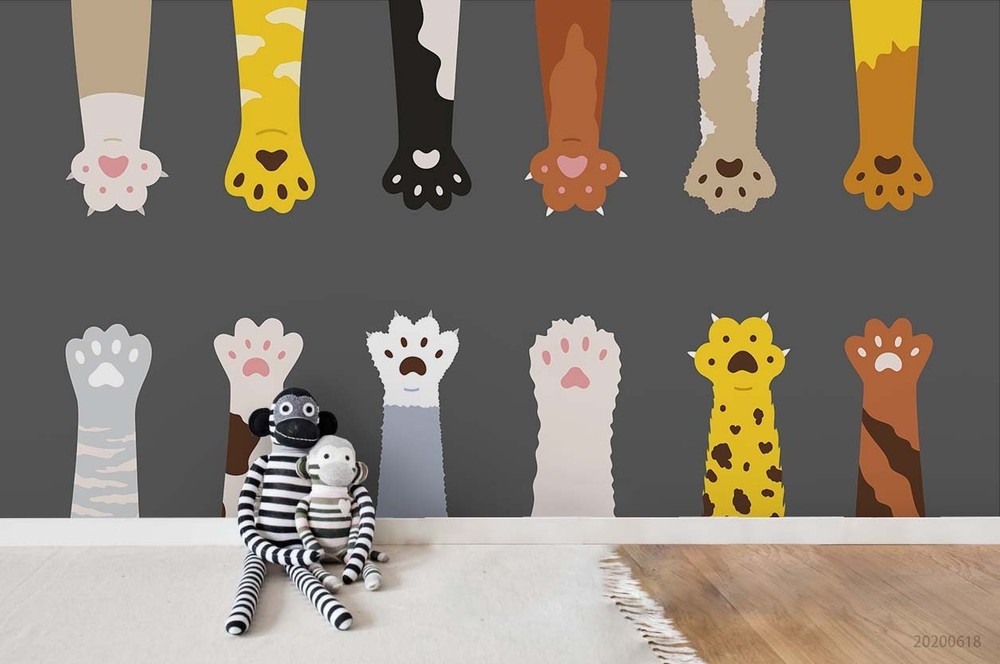 3D Cat Paw Illustration Wall Murals Wallpaper Murals Wall Sticker