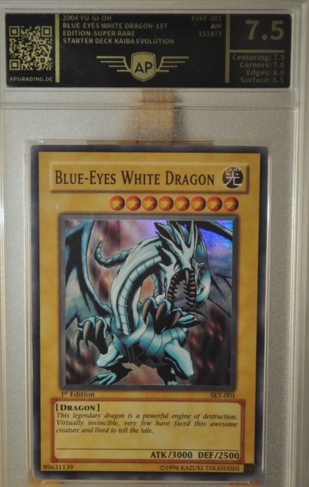 YuGiOh Blue Eyes White Dragon SKE-001 Holo 1st Edition NM 7.5 PSA Grade  