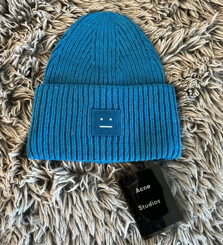Acne Studios Blue Smile Face Wool Pink Bernie Hat