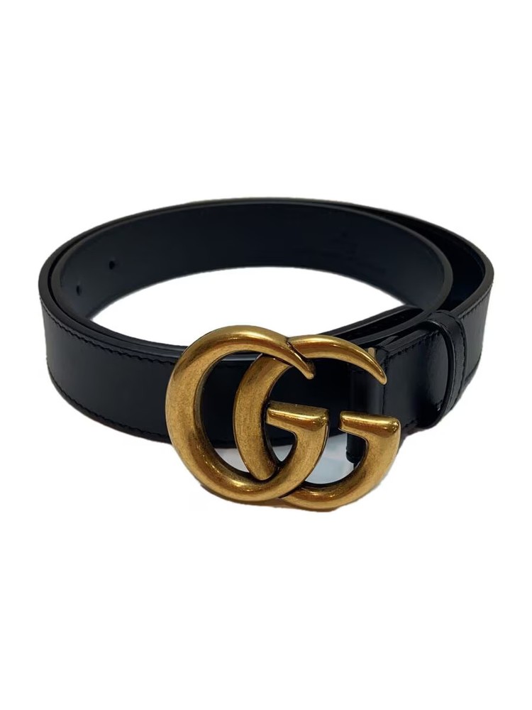 GUCCI GG Buckle Belt in Black Leather for Men - Solid Color A14516