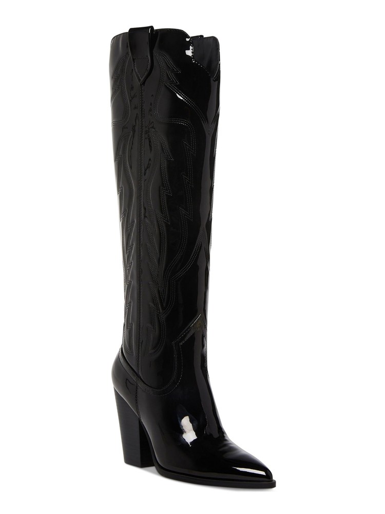 STEVE MADDEN Womens Black Tonal Pull Tabs Notched Tessy Toe Boots Shoes 10 M