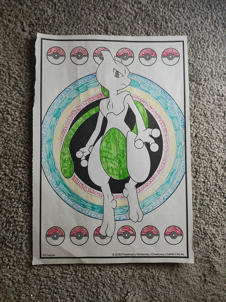 Hand Inked Pokemon Art - Shiny Mewtwo  Line