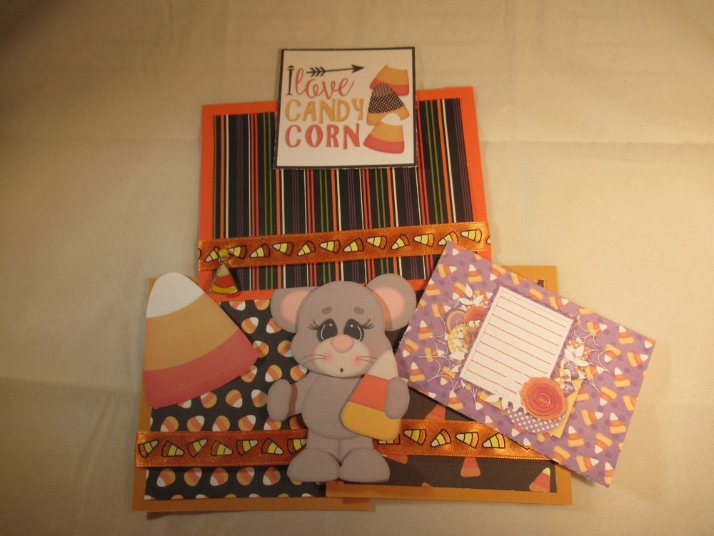 I LOVE CANDY CORN   3D PAPER PIECING  SCRAPBOOK PAGE MAT SET