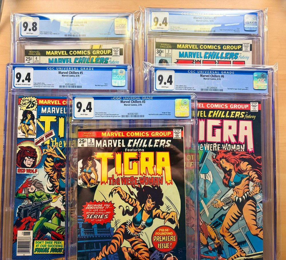 Marvel Chillers #3, #4, #5, #6 & #7 CGC Lot: 9.4 to 9.8 Tigra! Marvel 1976