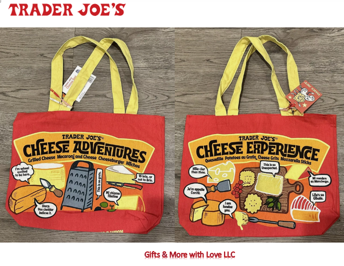 Trader Joe's NWT 🧀 Cheese HEAVY DUTY COTTON REUSABLE GROCERY SHOPPING TOTE BAG