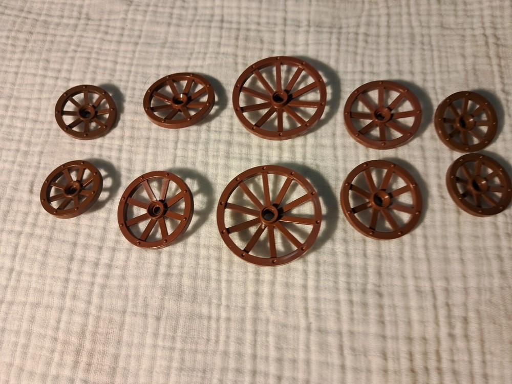 Vintage Lego Wagon Wheel Lot Of 10. 3 Different Sizes