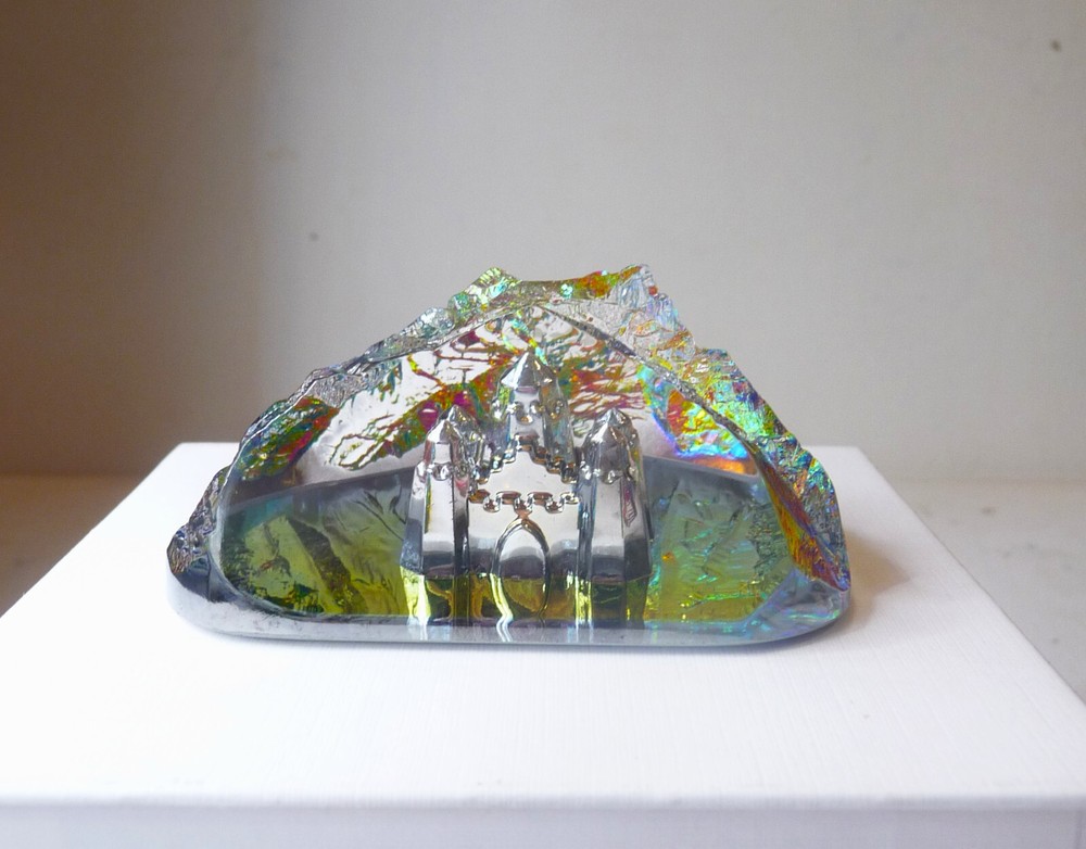 Vintage German Austrian Crystal Mountain Castle Paperweight