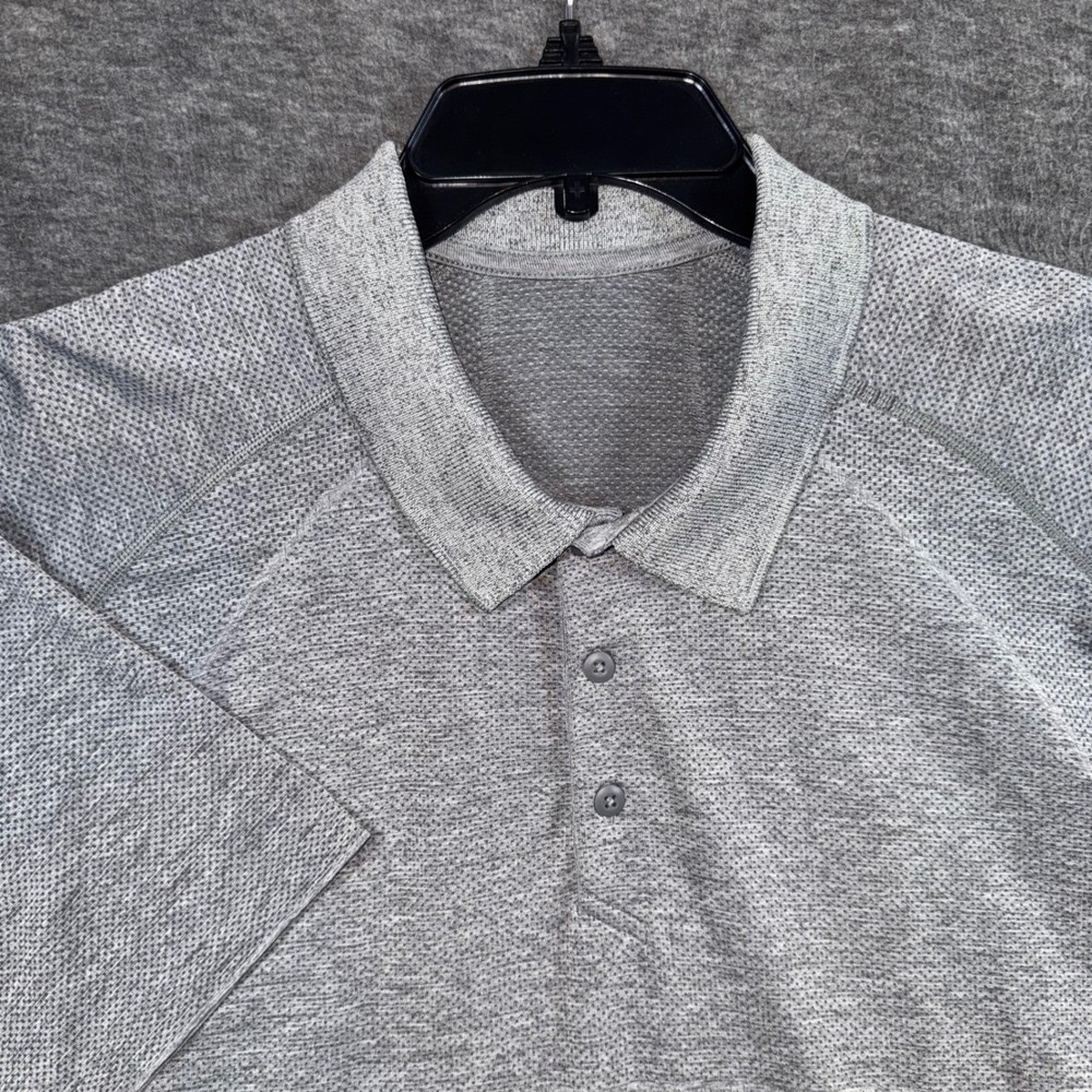 Lululemon Mens Polo Shirt XXL Gray Live In Practice Short Sleeve Athleisure NEW