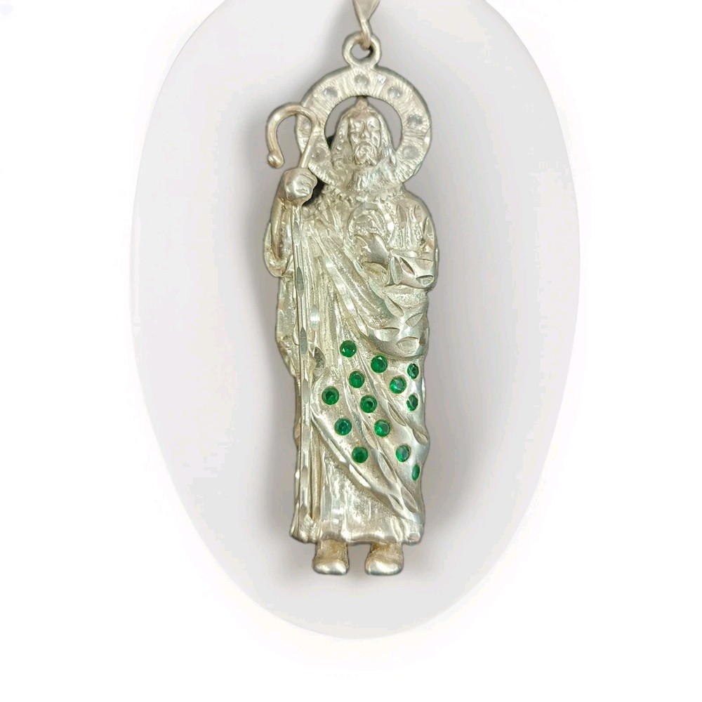 Pendiente San Judas Tadeo Grande Plata Mexicana 925  Sterling Silver