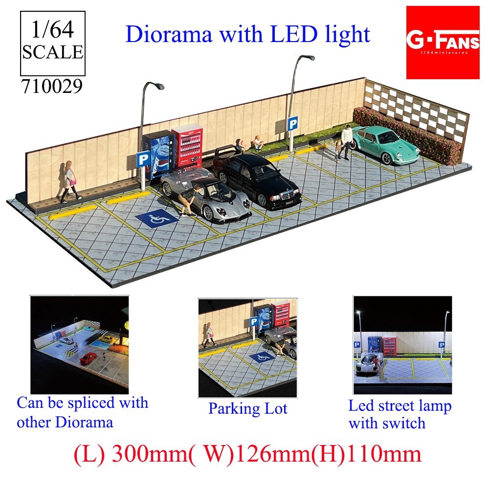G FANS 1:64 Car Garage LED lights Diorama House Models DIY Street Lights