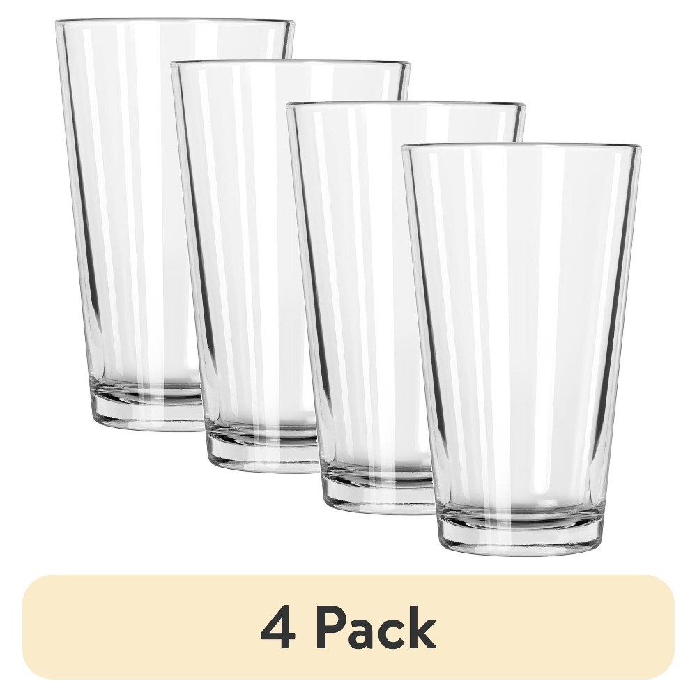 Pint Glass Set of 4 Clear 16 oz Heavy Duty Bar Glasses for Beer Cocktails