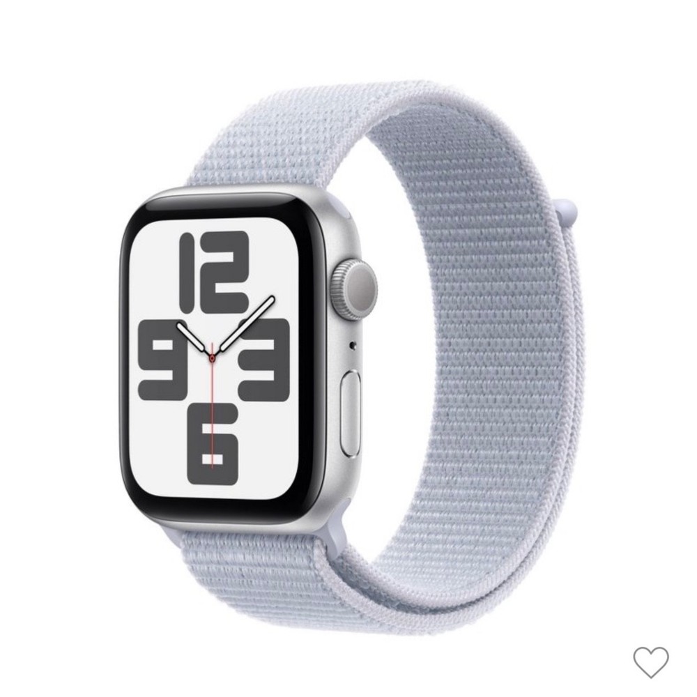 Apple Watch SE GPS (2024) 44mm Silver Aluminum Case with Blue Cloud Sport Loop