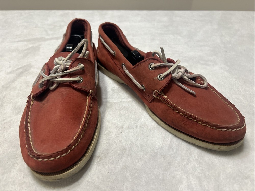Sperry Top Sider Mens Red Leather Boat Shoes Size 11.5