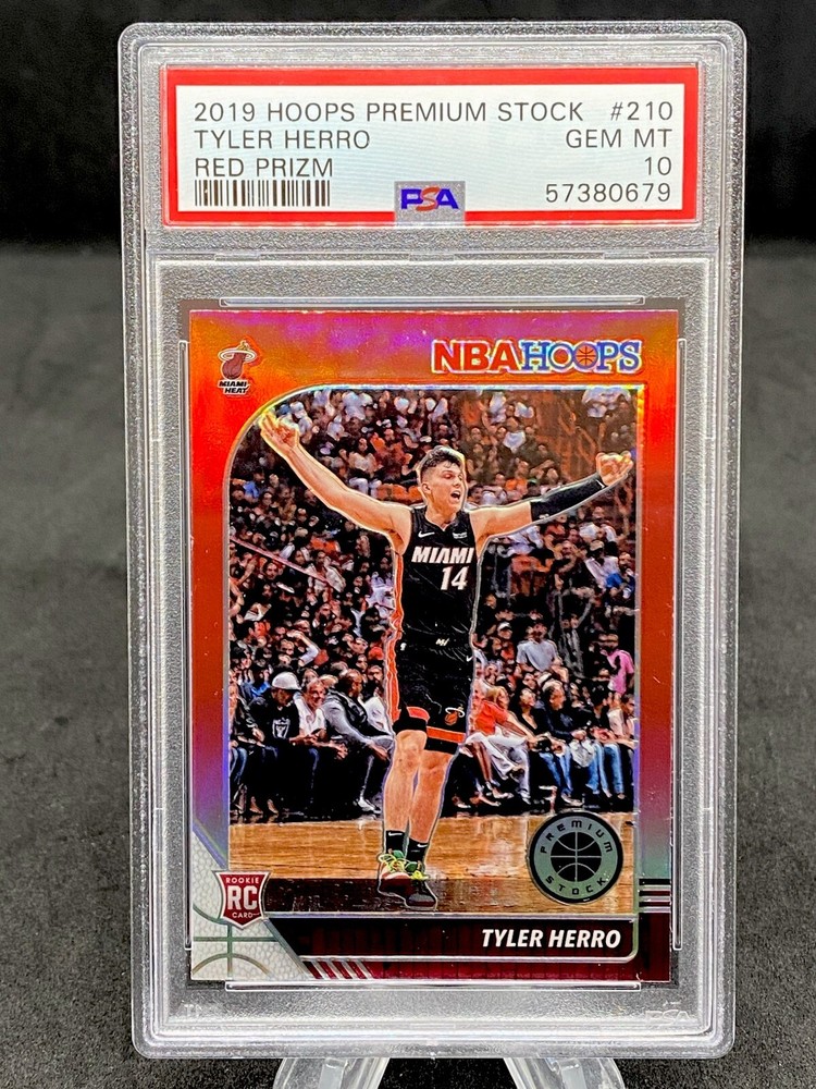 Tyler Herro 2019 Hoops Premium Stock #210 Red Prizm SP PSA 10 GEM MINT Rookie RC