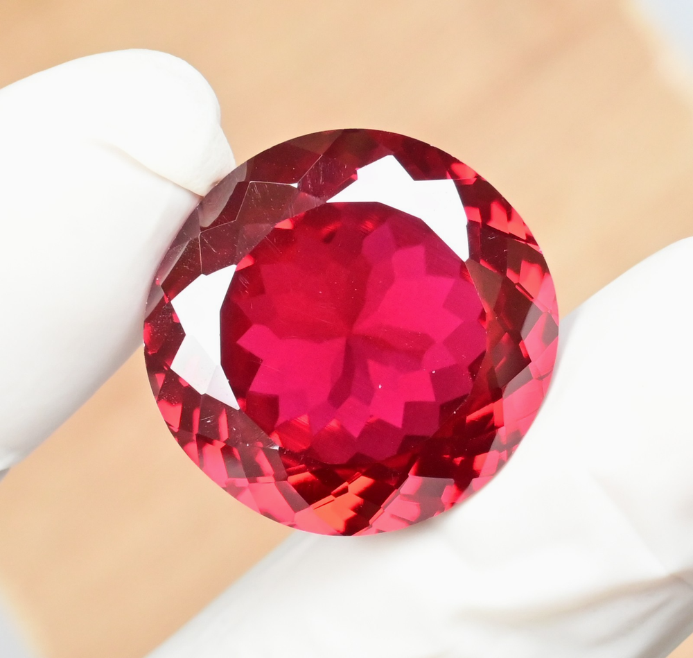 52.20 Ct Natural Mozambique Blood Red Ruby Round Certified Flawless Gemstone