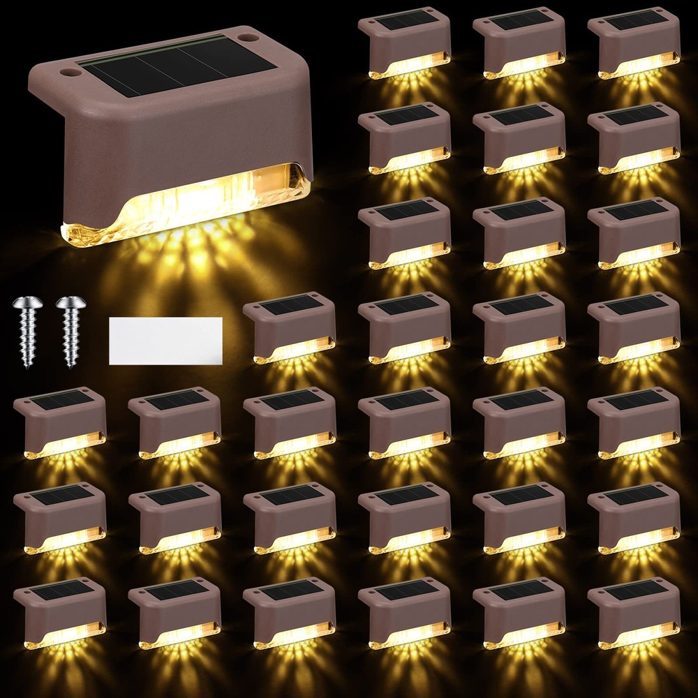32 Pcs Waterproof Solar LED Deck Lights for Outdoor Steps & Fences