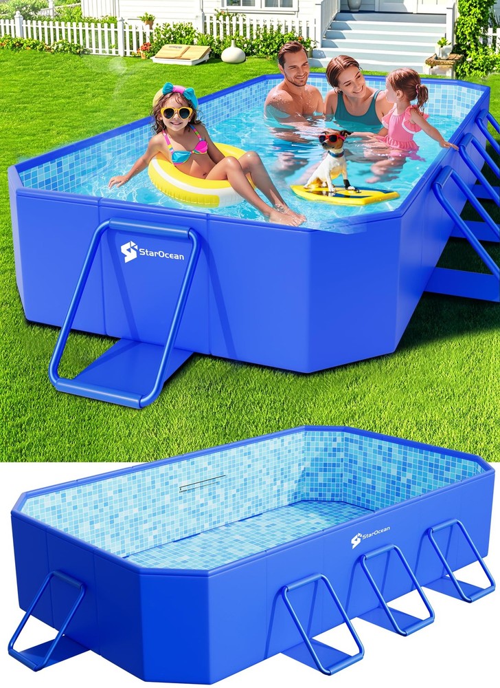 Foldable Pool Large Non-Inflatable Swimming Pool for Kids Adults Collapsible Portable