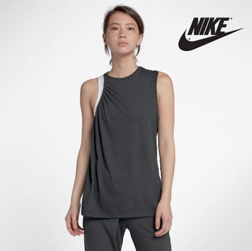 Nike Dri-FIT Asymmetrical Sleeveless Dance Training Running Workout Top Gray M