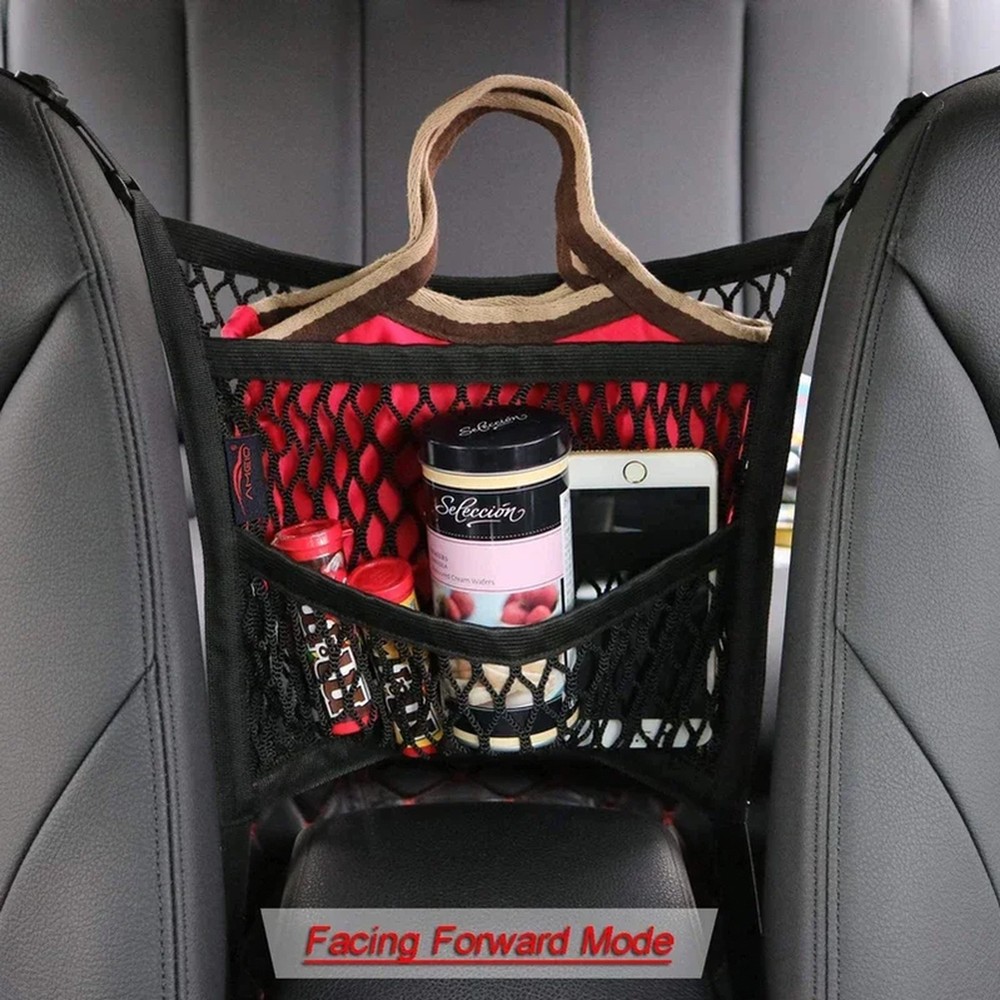 Car Seat Storage Net Organizer Between Seats Elastic Mesh Divider Pet Barrier