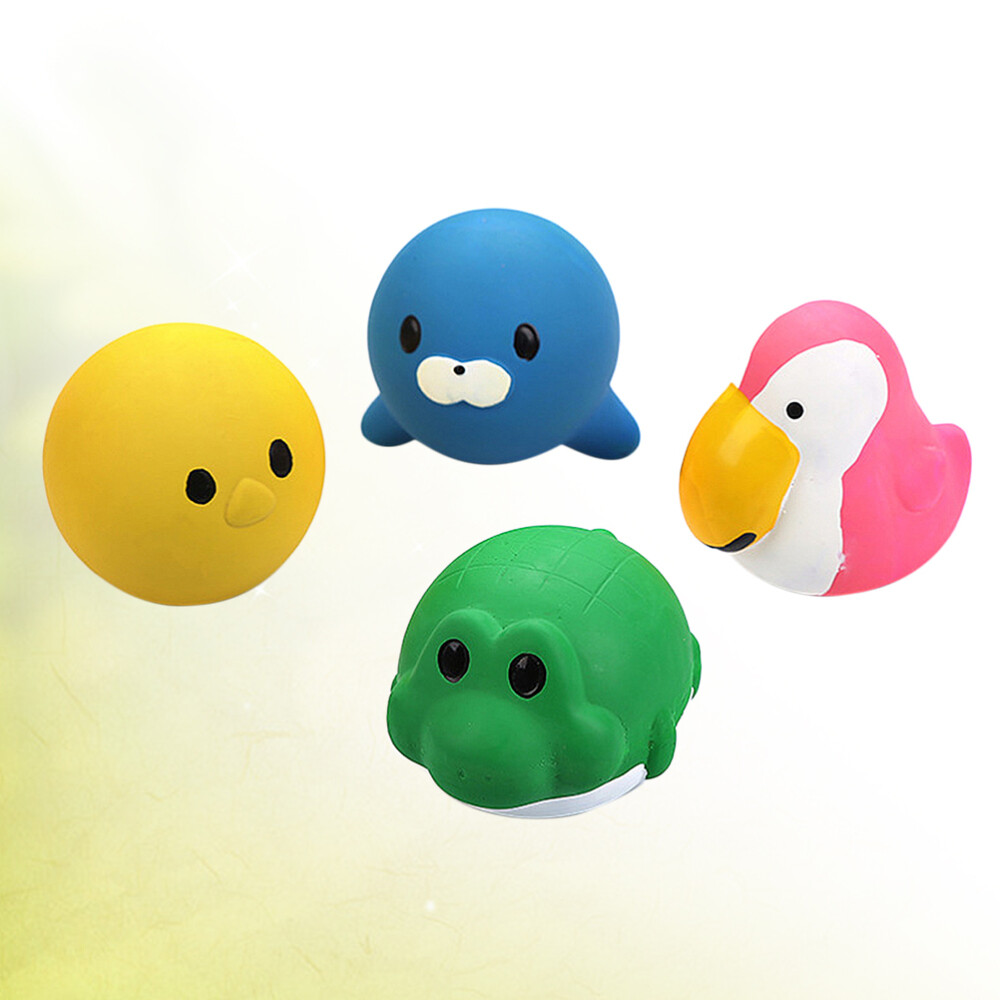 4 Pcs Pet Latex Toy Dog Teeth Cleaning Chewing Indestructible Squeaky Chewers